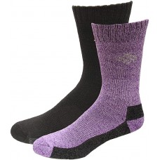 Columbia Poly/Cotton Thermal Crew - Full Cushion, Arch Support Socks, Iris Glow, Y 9-11 Youth Shoe Size 2-10, 2 Pair