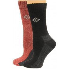 Columbia Poly/Cotton Thermal Crew Full Cushion, Arch Support Socks, Rich Wine, W 9-11, 2 Pair
