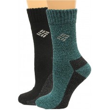 Columbia Poly/Cotton Thermal Crew Full Cushion, Arch Support Socks, Deep Wave, W 9-11, 2 Pair