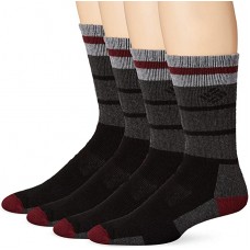 Columbia Stripe Wool Crew Socks, Black, M 10-13 Men Shoe Size 6-12, 4 Pair