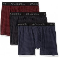 Columbia Men's Performance Cotton Stretch Boxer Brief-3 Pack, New Port/India/Black Stripe, Large 