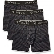 Columbia Men's Performance Cotton Stretch Boxer Brief-3 Pack, New Black Stripe, Large 