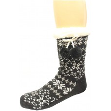 Columbia SLIPPER SOCK-FAIR ISLE Socks, Black  , M/L Women Shoe Size 8-10, 1 Pair