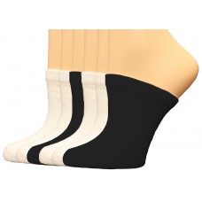 FeetPeople Premium Clog Socks 6 Pair, White/White/Black