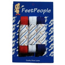 FeetPeople Flat Lace Bundle, Red/White/Blue
