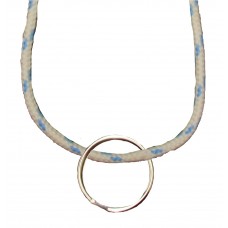 FeetPeople Round Lace Key Chain, White With Carolina Blue Chip