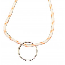 FeetPeople Round Lace Key Chain, White With Burnt Orange Chip