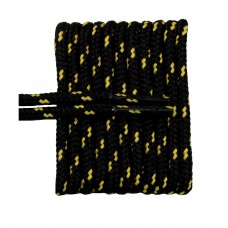 FootGalaxy High Quality Round Laces For Boots And Shoes, Black With Gold Chip
