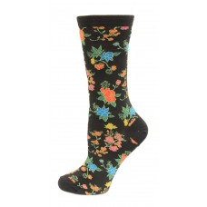 HotSox Asian Floral Socks, Black, 1 Pair, Women Shoe 4-10