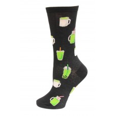 HotSox Matcha Socks, Black, 1 Pair, Women Shoe 4-10
