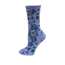 HotSox Floral Socks, Periwinkle, 1 Pair, Women Shoe 4-10