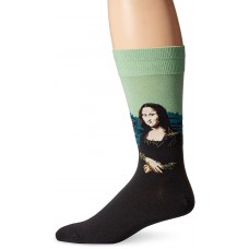 Hot Sox Men's Famous Artist Series Novelty Crew Socks, Mona Lisa (Seafoam), Shoe Size: 6-12