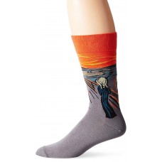 Hot Sox Men's Famous Artist Series Novelty Crew Socks, Scream (Orange), Shoe Size: 6-12