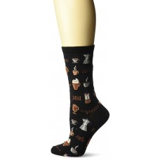 Hot Sox Women's Food and Drink Novelty Casual Crew Socks, Coffee (Black), Shoe Size: 4-10