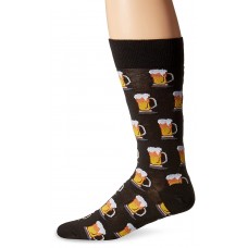 Hot Sox Men's Food and Booze Novelty Casual Crew Socks, Beer (Black), Shoe Size: 6-12