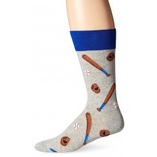 Hot Sox Men's Conversational Slack Crew Socks, Baseball (Sweatshirt Grey Heather), Shoe Size: 6-12