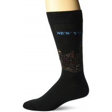Hot Sox Men's Classic Fashion Crew Socks, New York (Black), Shoe Size: 6-12