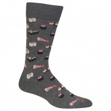 Hot Sox Men's Food and Booze Novelty Casual Crew Socks, Sushi (Charcoal), Shoe Size: 6-12