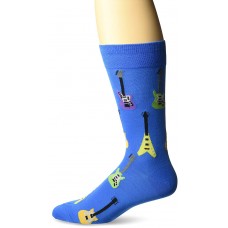 Hot Sox Men's Classic Fashion Crew Socks, Electric Guitars (Blue), Shoe Size: 6-12