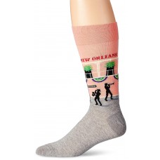 Hot Sox Men's Fashion Travel Crew Socks, New Orleans (Peach), Shoe Size: 6-12