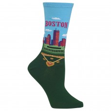 Hot Sox Women's Travel Series Novelty Fashion Crew, Boston (Light Blue), Shoe Size: 4-10