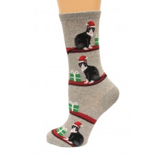 Hot Socks Christmas Cats Women's Socks 1 Pair, Sweatshirt Grey, Women's Shoe Size 9-11