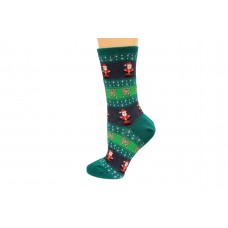 Hot Socks Santa Fairisle Women's Socks 1 Pair, Forest Green, Women's Shoe Size 9-11