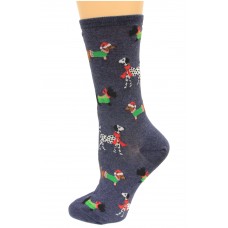 Hot Sox Women's Holiday Fun Novelty Crew Socks, Christmas Dogs (Denim Heather), Shoe Size: 4-10