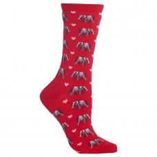 HotSox Womens Elephant Love Socks, Red, 1 Pair, Womens Shoe 4-10