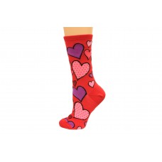 Hot Socks Hearts Women's Socks 1 Pair, Red, Women's Shoe Size 9-11