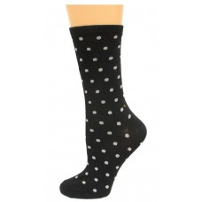 Hot Sox Women's Dots Crew Socks 1 Pair, Black/White Dots, Women's Shoe 4-10