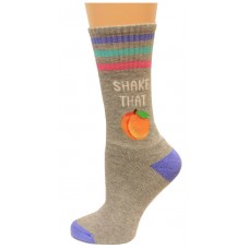 HotSox Womens Shake That Peach Socks, Sweatshirt Grey Heather, 1 Pair, Womens Shoe 4-10