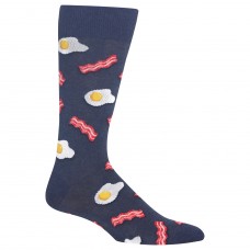 Hot Sox Men's Food and Booze Novelty Casual Crew Socks, Eggs And Bacon (Denim Heather), Shoe Size: 6-12