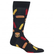 Hot Sox Men's Food and Booze Novelty Casual Crew Socks, BBQ (Black), Shoe Size: 6-12 Size: 10-13