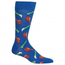 Hot Sox Chicken Wings and Celery Crew Socks, 1 Pair, Blue, Men's 6-12.5