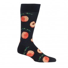 Hot Sox Men's Peaches Crew Socks 1 Pair, Black, 6.5-12 Shoe