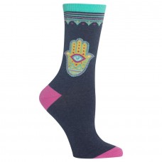 HotSox Womens Hamsa Socks, Denim Heather, 1 Pair, Womens Shoe 4-10