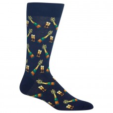 Hot Sox Men's Food and Booze Novelty Casual Crew Socks, Champagne Bottles (Navy), Shoe Size: 6-12