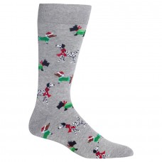 HotSox Mens Christmas Dogs Socks, Sweatshirt Grey Heather, 1 Pair, Mens Shoe 6-12.5
