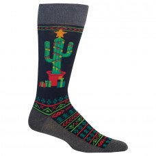 HotSox Mens Christmas Cactus Socks, Black, 1 Pair, Mens Shoe 6-12.5