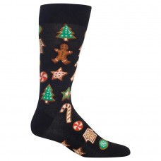 HotSox Mens Christmas Cookies Socks, Black, 1 Pair, Mens Shoe 6-12.5