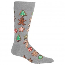 HotSox Mens Christmas Cookies Socks, Sweatshirt Grey Heather, 1 Pair, Mens Shoe 6-12.5
