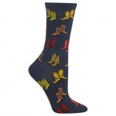 Hot Sox Boots Crew Socks, 1 Pair, Denim Heather, Women's 4-10 Shoe