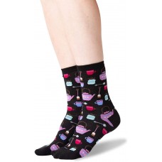 HotSox Womens Tea Pots Socks, Black, 1 Pair, Womens Shoe 4-10