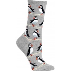 HotSox Womens Puffins Socks, Sweatshirt Grey Heather, 1 Pair, Womens Shoe 4-10