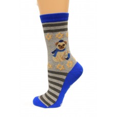 Hot Socks Hannukah Pug Non Skid Women's Socks 1 Pair, Sweatshirt Grey, Women's Shoe Size 9-11