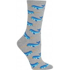 HotSox Womens Narwhal Socks, Sweatshirt Grey Heather, 1 Pair, Womens Shoe 4-10