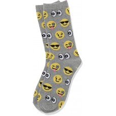 HOTSOX Kids Crew Socks Emoji 1 Pair, Sweatshirt Heather Grey, Large/XLarge