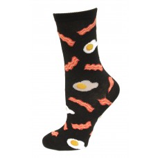 HOTSOX Kids Crew Socks Eggs and Bacon 1 Pair, Black, Medium/Large