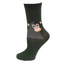 HOTSOX Kids Crew Socks MONKEY 1 Pair, Olive Green, Large/XLarge